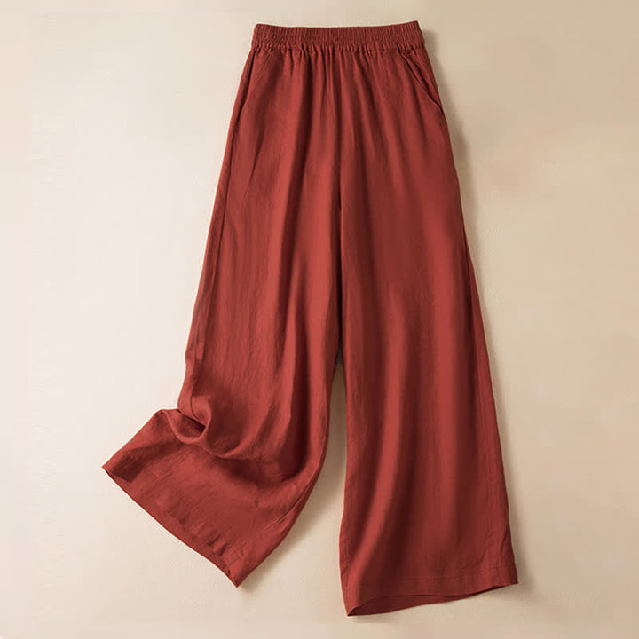 Pantalon large pour femme, couleur unie, style décontracté, avec poches, motif Buddha Stones - OrangeRouge - US12，UK/AU16，EU44 (3XL) - image 4