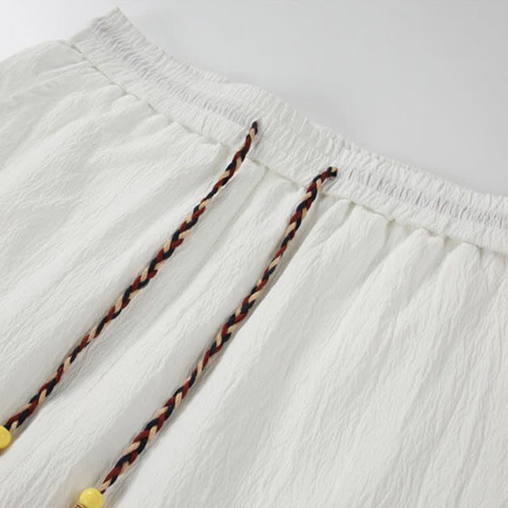 Buddha Stones Short d'été décontracté pour homme, style Tang, brodé de grues et de nuages ​​porte-bonheur, avec poches - image 8