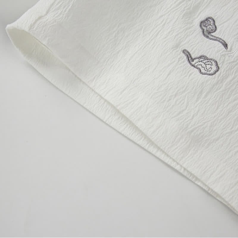 Buddha Stones Short d'été décontracté pour homme, style Tang, brodé de grues et de nuages ​​porte-bonheur, avec poches - image 16