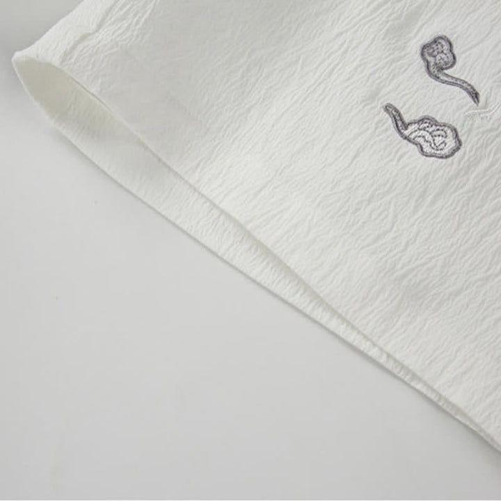 Buddha Stones Short d'été décontracté pour homme, style Tang, brodé de grues et de nuages ​​porte-bonheur, avec poches - image 16
