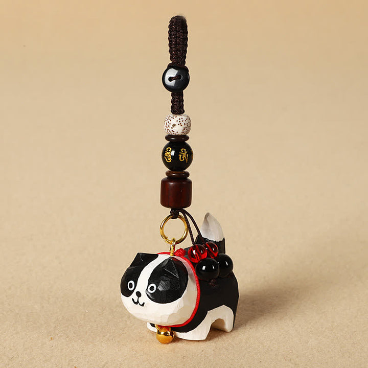Buddha Stones Porte-clés en bois sculpté représentant un chien Om Mani Padme Hum et la paix - Om Mani Padme Hum Border Collie - image 12