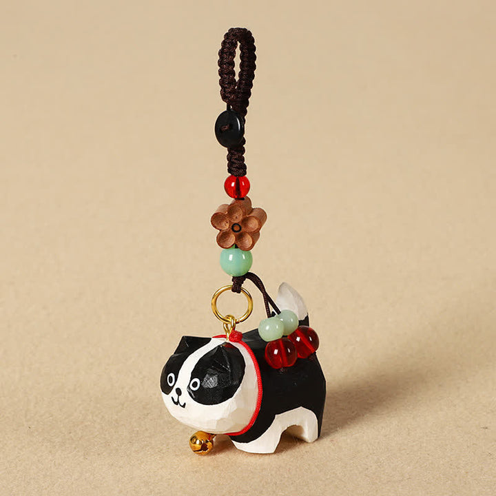Buddha Stones Porte-clés en bois sculpté représentant un chien Om Mani Padme Hum et la paix - Border Collie - image 13