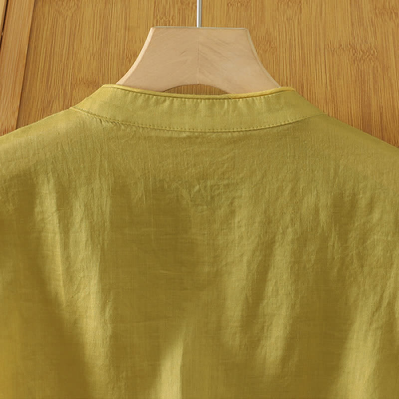Buddha Stones Débardeur uni à boutons grenouille style Tang, style été, pour femmes - image 4