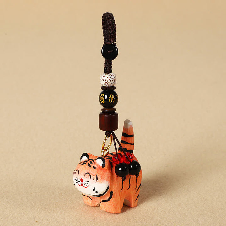 Buddha Stones Porte-clés en bois sculpté représentant un tigre Om Mani Padme Hum - Om Mani Padme Hum Tigre - image 3