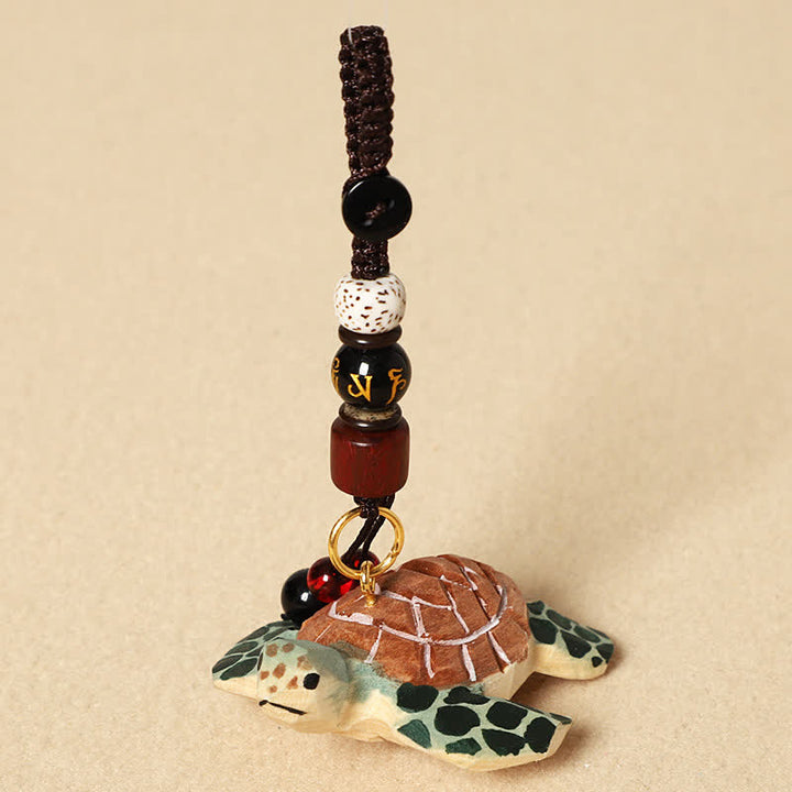 Buddha Stones Porte-clés tortue en bois sculpté Om Mani Padme Hum Focus - Om Mani Padme Hum Tortue - image 3