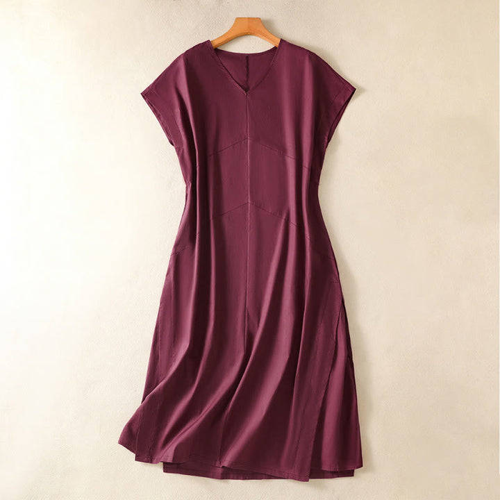 Buddha Stones Robe d'été élégante, minimaliste et unie sans manches pour femme, avec poche - Magenta foncé - US14, UK/AU18, EU46 (2XL) - image 3