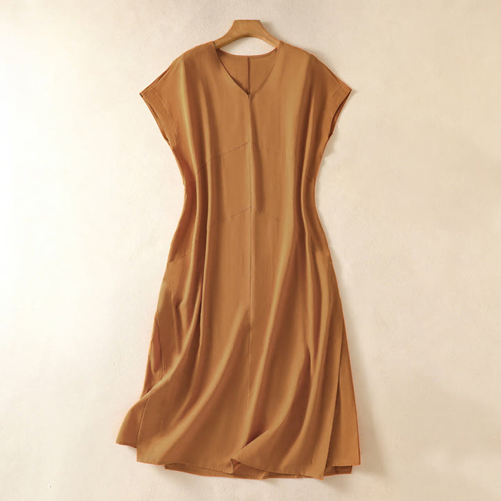 Buddha Stones Robe d'été élégante, minimaliste et unie sans manches pour femme, avec poche - Pérou - US14, UK/AU18, EU46 (2XL) - image 10