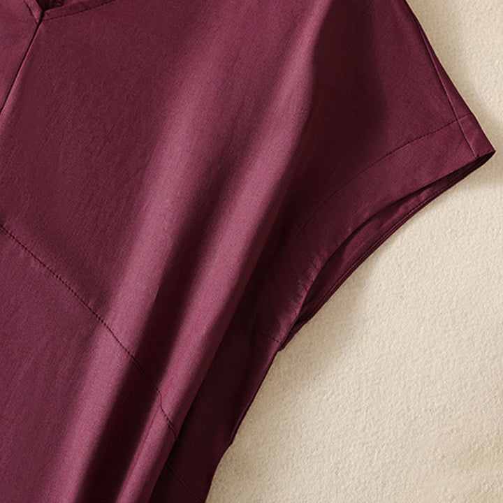 Buddha Stones Robe d'été élégante, minimaliste et unie sans manches pour femme, avec poche - image 7