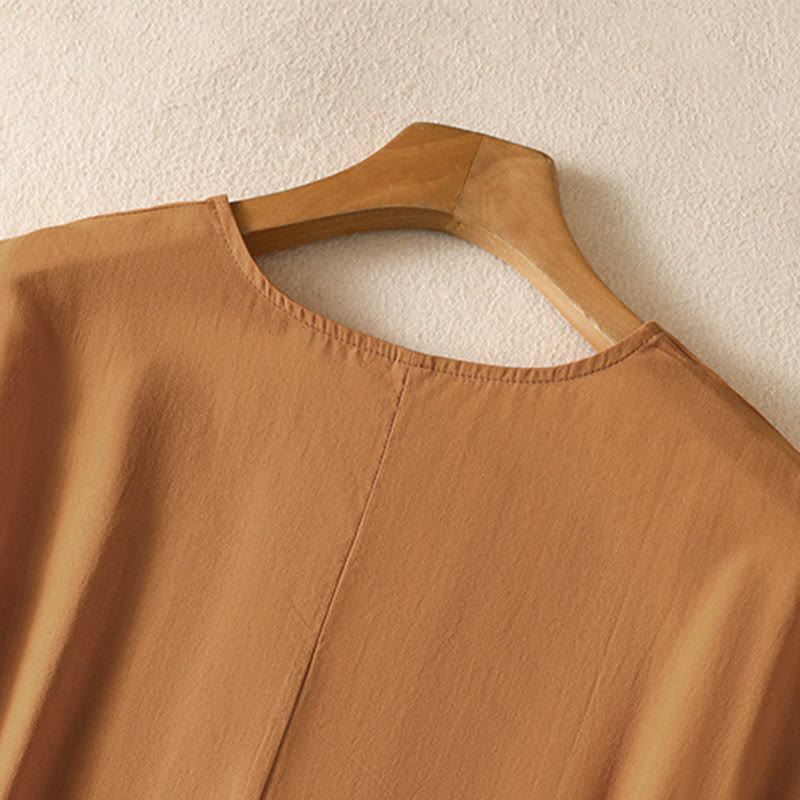 Buddha Stones Robe d'été élégante, minimaliste et unie sans manches pour femme, avec poche - image 13