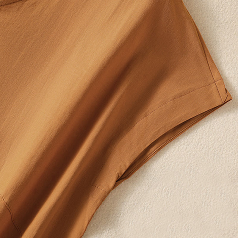 Buddha Stones Robe d'été élégante, minimaliste et unie sans manches pour femme, avec poche - image 14