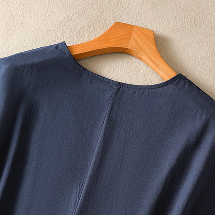 Buddha Stones Robe d'été élégante, minimaliste et unie sans manches pour femme, avec poche - image 2