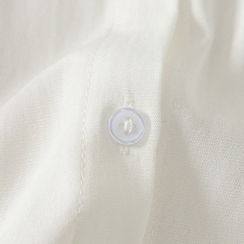 Buddha Stones Chemises à manches courtes boutonnées unies pour femmes, style minimaliste décontracté d'été - image 9
