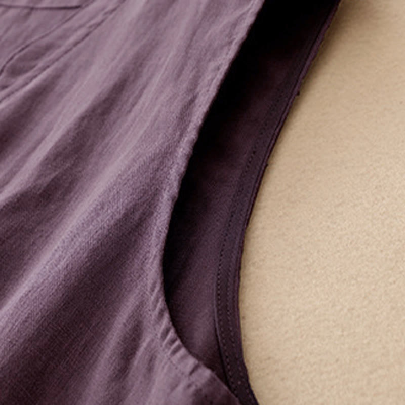 Buddha Stones Débardeur uni à col en V, style minimaliste et décontracté, pour femme. Chemise sans manches. - image 24