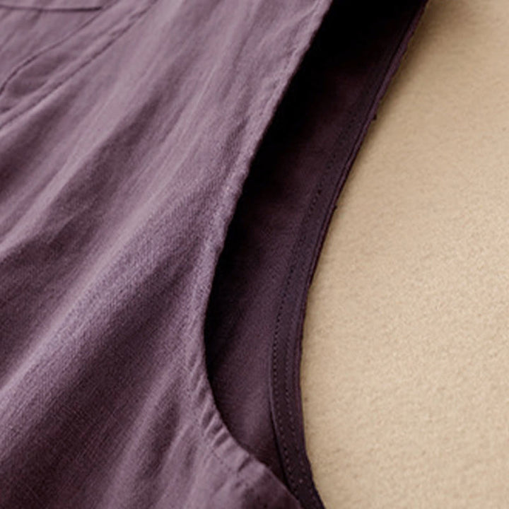 Buddha Stones Débardeur uni à col en V, style minimaliste et décontracté, pour femme. Chemise sans manches. - image 24