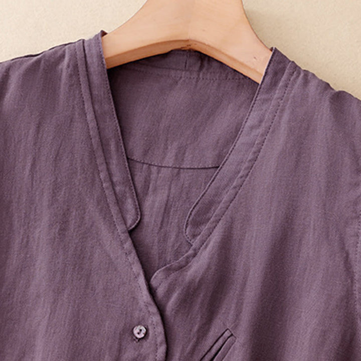 Buddha Stones Débardeur uni à col en V, style minimaliste et décontracté, pour femme. Chemise sans manches. - image 21