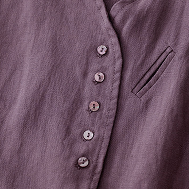 Buddha Stones Débardeur uni à col en V, style minimaliste et décontracté, pour femme. Chemise sans manches. - image 22