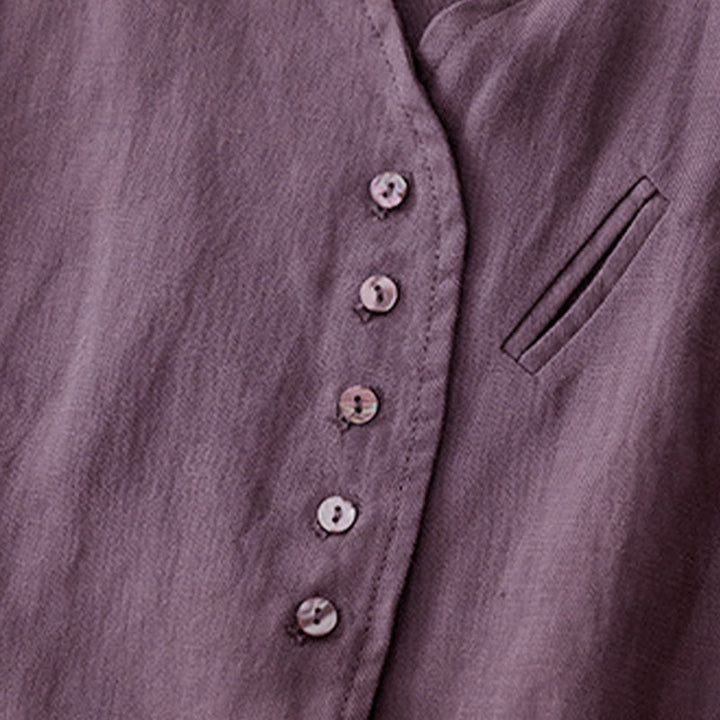 Buddha Stones Débardeur uni à col en V, style minimaliste et décontracté, pour femme. Chemise sans manches. - image 22