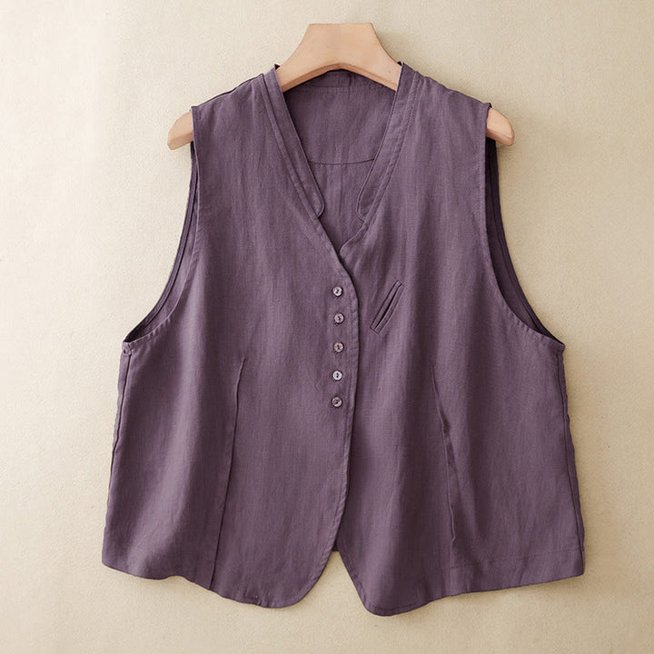 Buddha Stones Débardeur uni à col en V, style minimaliste et décontracté, pour femme. Chemise sans manches. - Violet - US12, UK/AU16, EU44 (2XL) - image 20