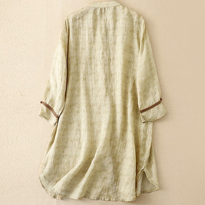 Robe midi d'été décontractée à manches trois-quarts, ornée de broderies et de Buddha Stones, col montant. - image 12