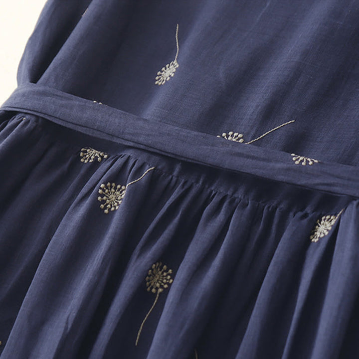 Robe midi sans manches en coton imprimé Buddha Stones MidnightBlue, à lacets et poches - image 7
