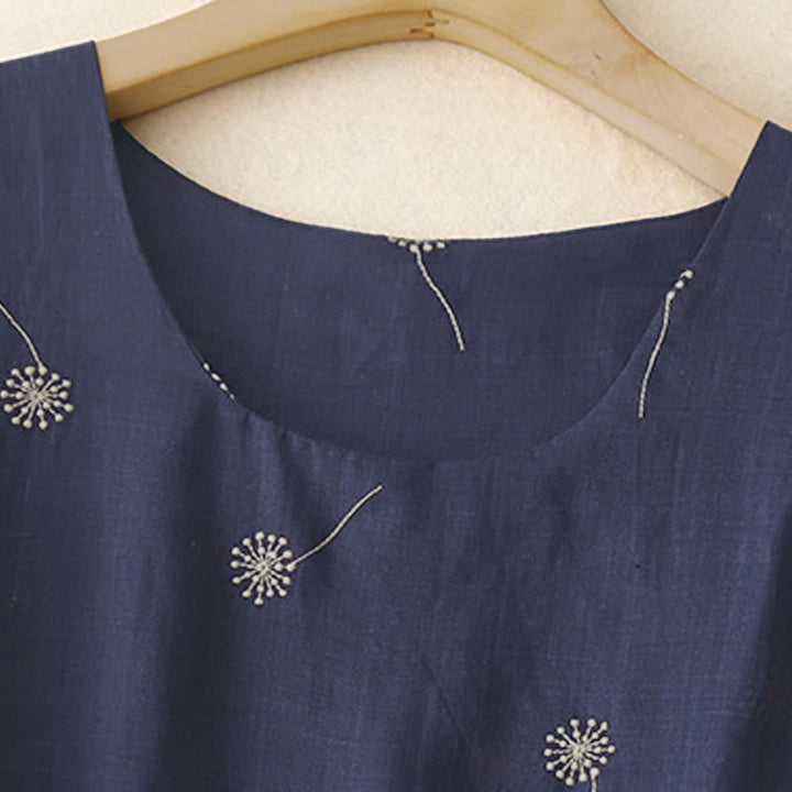 Robe midi sans manches à imprimé Buddha Stones MidnightBlue, lacée et dotée de poches - image 2