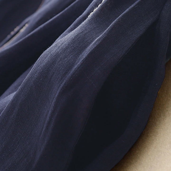 Robe midi sans manches en coton imprimé Buddha Stones MidnightBlue, à lacets et poches - image 4