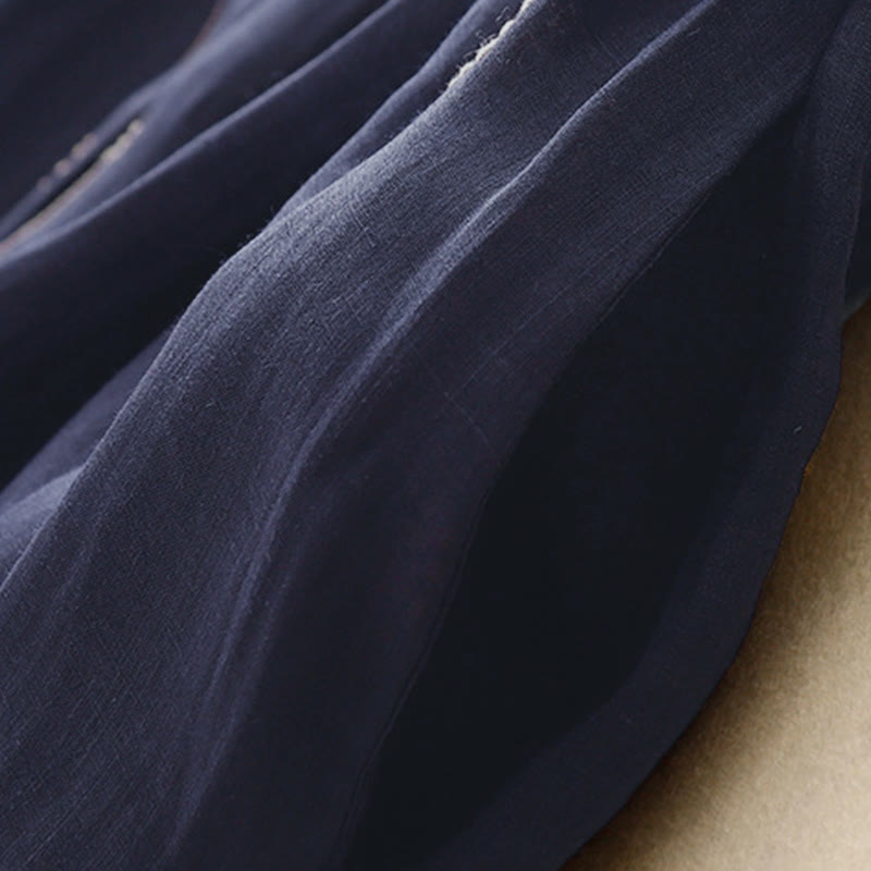 Robe midi sans manches à imprimé Buddha Stones MidnightBlue, lacée et dotée de poches - image 4