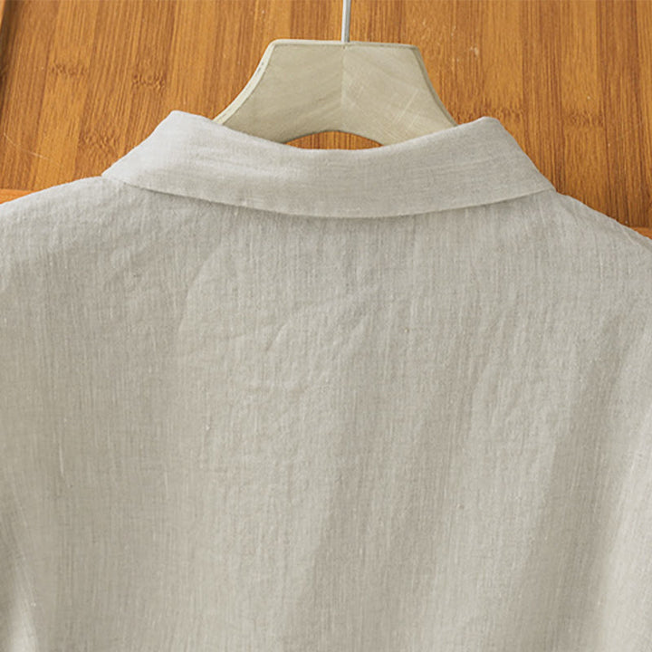 Chemise d'été unie à manches courtes pour femme avec boutons et motif Buddha Stones - image 27