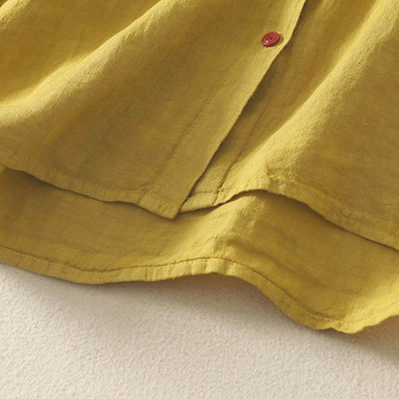 Chemise femme rouge unie à manches courtes et boutons, Buddha Stones - image 17