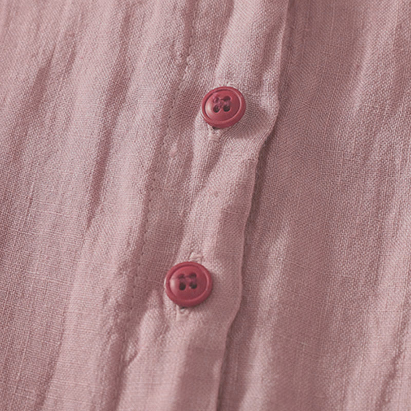 Chemise femme rouge unie à manches courtes et boutons, Buddha Stones - image 8