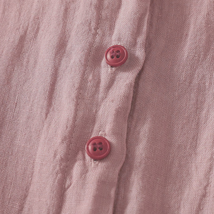 Chemise femme rouge unie à manches courtes et boutons, Buddha Stones - image 8