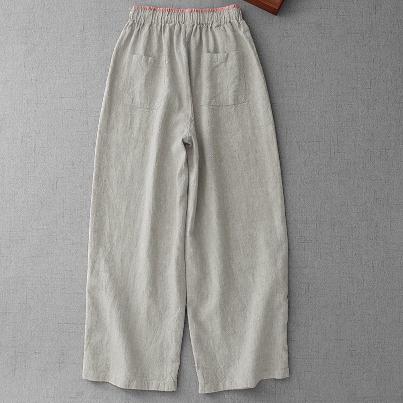Pantalon femme Buddha Stones décontracté à cordon de serrage, design simple et poches - image 1
