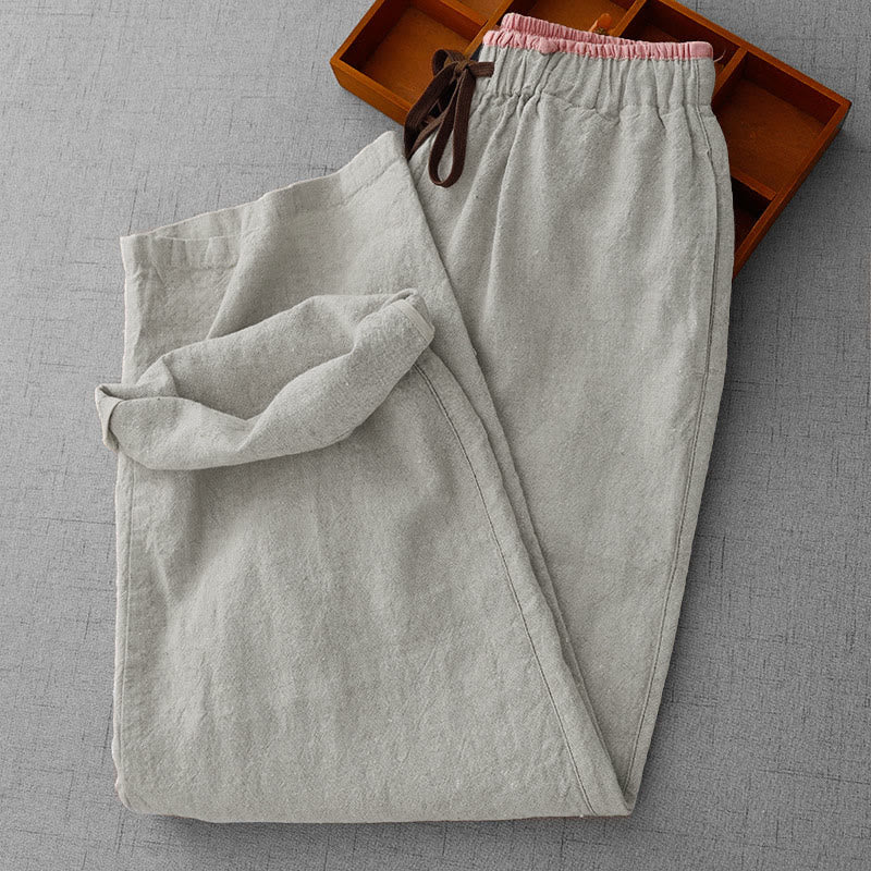 Pantalon femme Buddha Stones décontracté à cordon de serrage, design simple et poches - image 2
