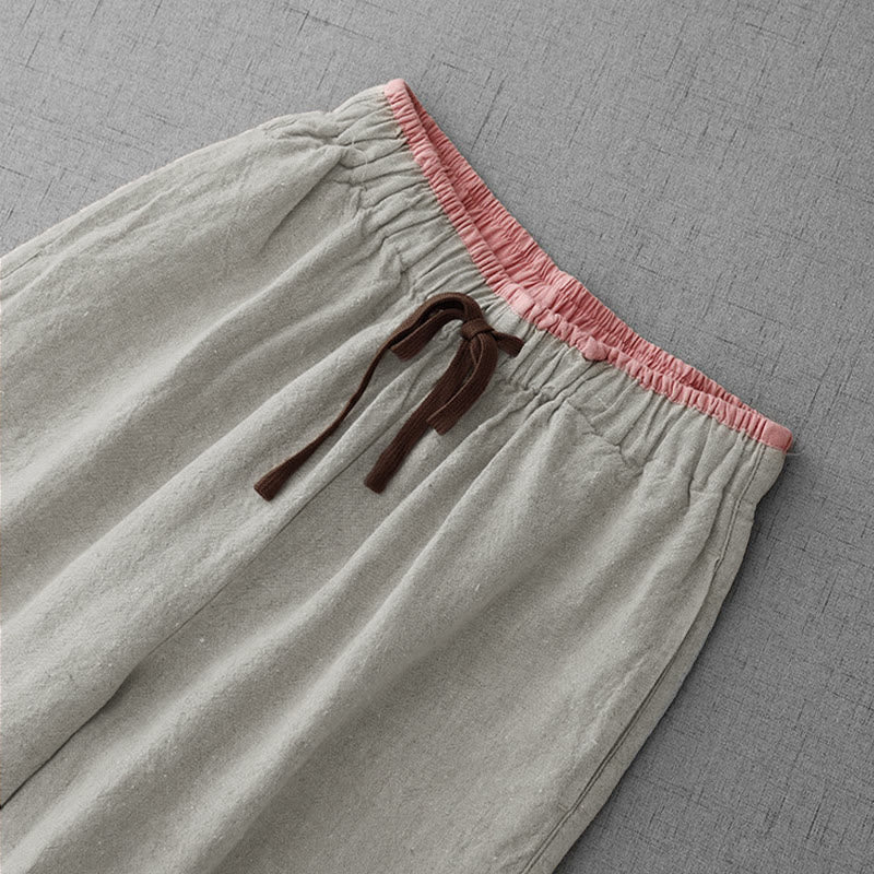 Pantalon femme Buddha Stones décontracté à cordon de serrage, design simple et poches - image 4