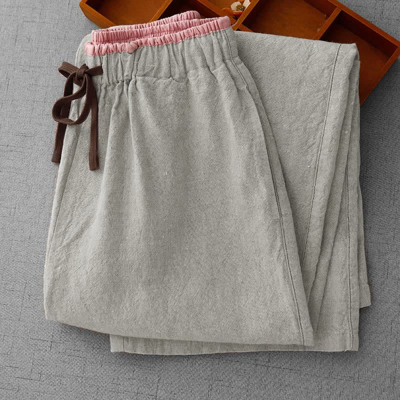 Pantalon femme Buddha Stones décontracté à cordon de serrage, design simple et poches - image 3