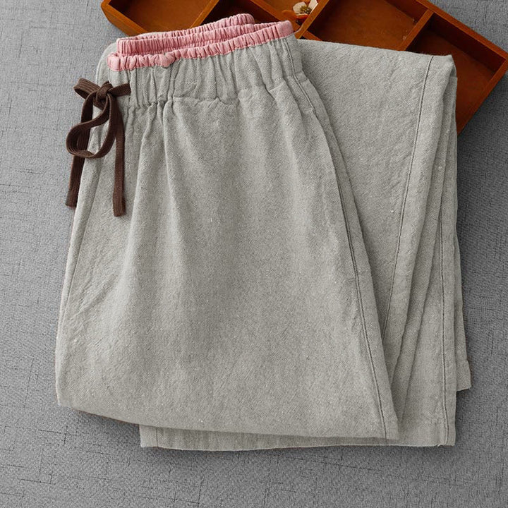 Pantalon femme Buddha Stones décontracté à cordon de serrage, design simple et poches - image 3
