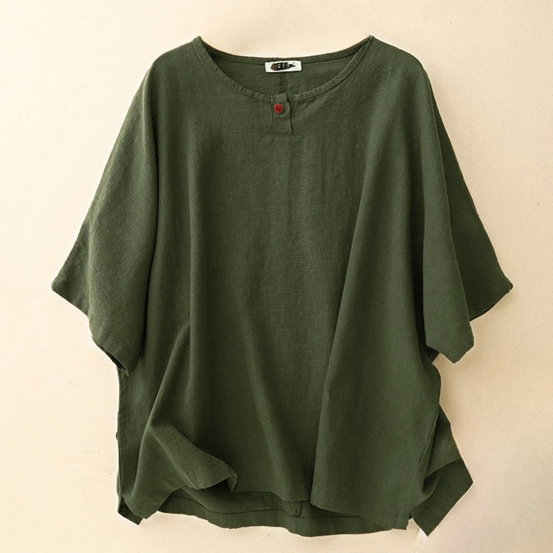 T-shirt ample à manches courtes et col rond pour femme, motif Buddha Stones - Vert olive foncé - US12，UK/AU16，EU44 (2XL) - image 10