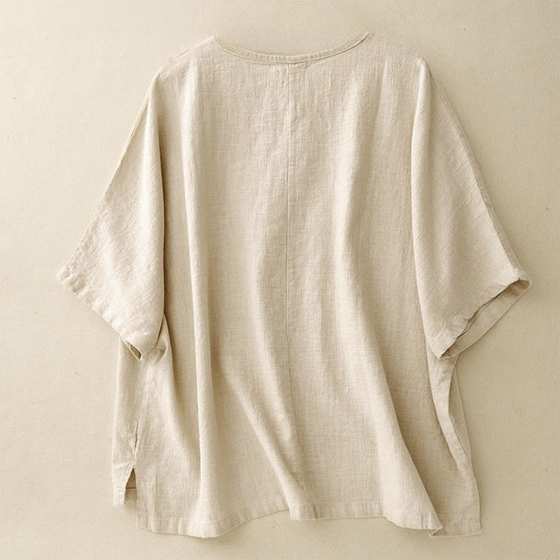 T-shirt ample à manches courtes et col rond pour femme, motif Buddha Stones - image 1