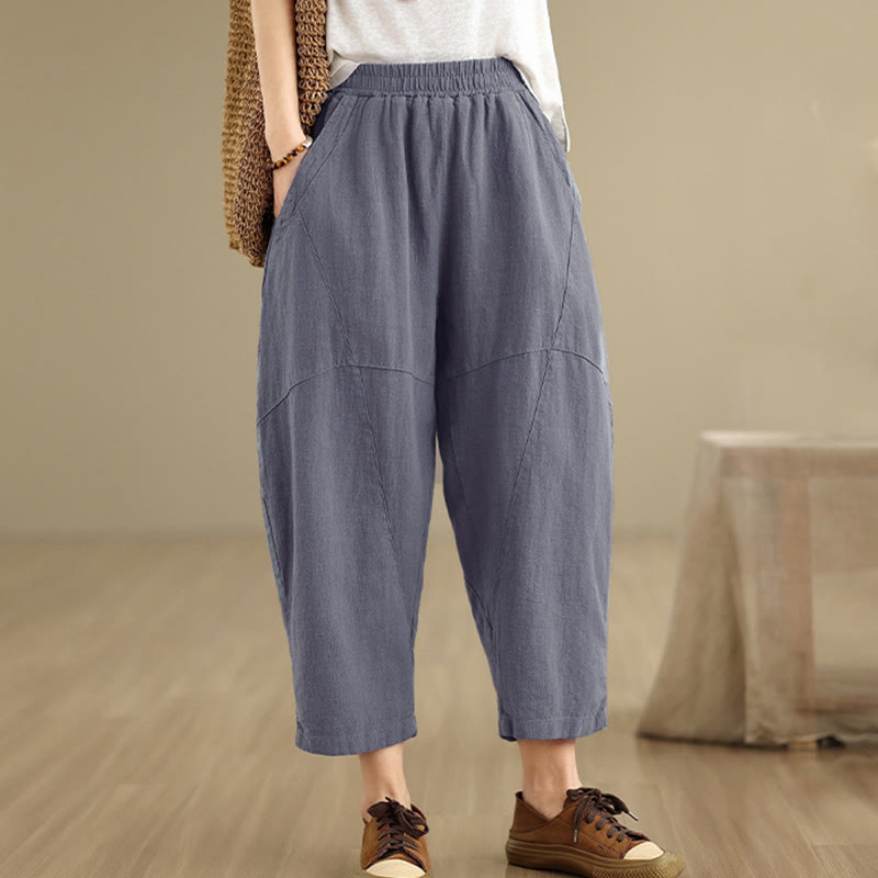 Pantalon harem pour femme, couleur unie, longueur printemps 7-8, avec poches, Buddha Stones - image 13