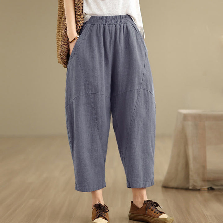 Pantalon harem pour femme, couleur unie, longueur printemps 7-8, avec poches, Buddha Stones - image 13
