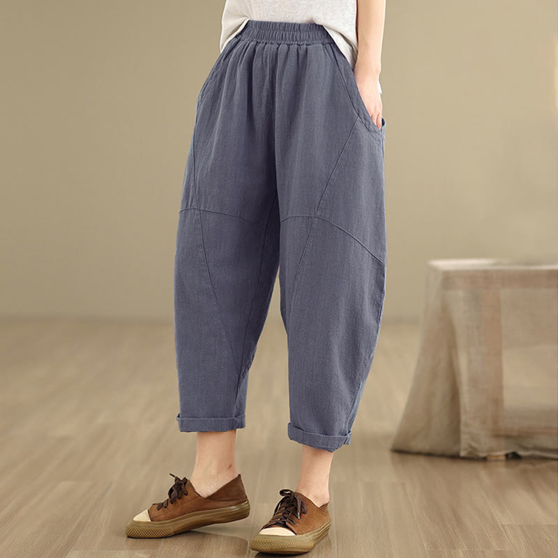 Pantalon harem pour femme, couleur unie, longueur printemps 7-8, avec poches, Buddha Stones - image 11