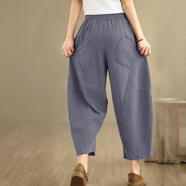 Pantalon harem pour femme, couleur unie, longueur printemps 7-8, avec poches, Buddha Stones - image 12