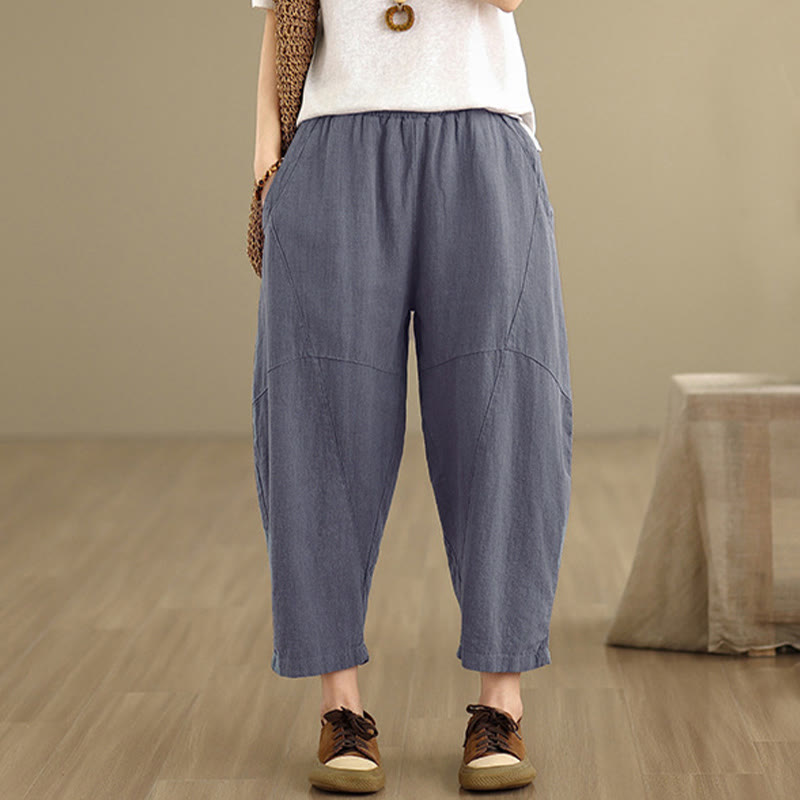 Pantalon harem pour femme, couleur unie, longueur printemps 7-8, avec poches, Buddha Stones - image 10