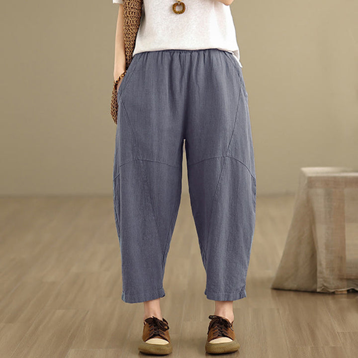 Pantalon harem pour femme, couleur unie, longueur printemps 7-8, avec poches, Buddha Stones - image 10