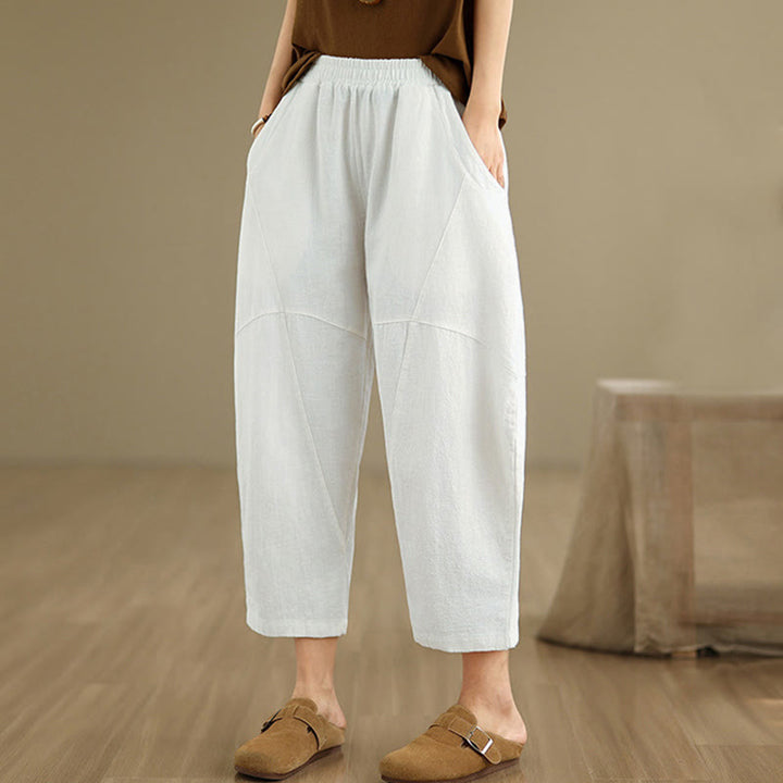 Pantalon harem pour femme, couleur unie, longueur printemps 7-8, avec poches, Buddha Stones - image 19