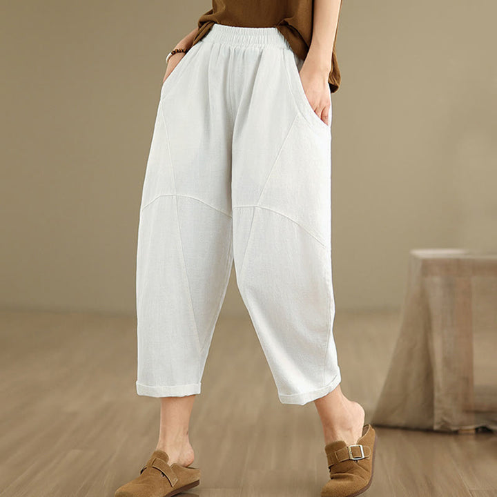 Pantalon harem pour femme, couleur unie, longueur printemps 7-8, avec poches, Buddha Stones - image 18