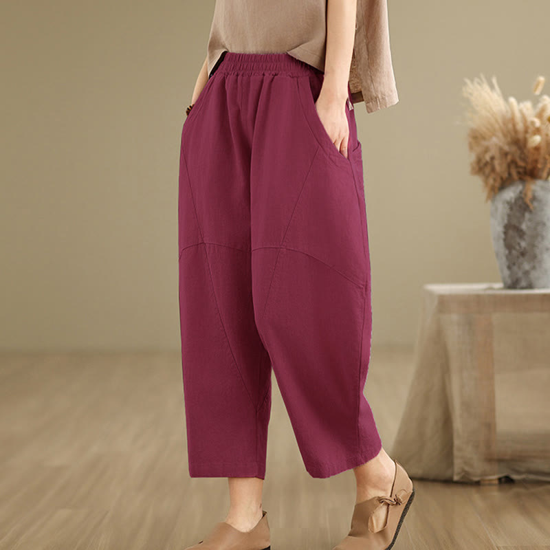 Pantalon harem pour femme, couleur unie, longueur printemps 7-8, avec poches, Buddha Stones - image 16