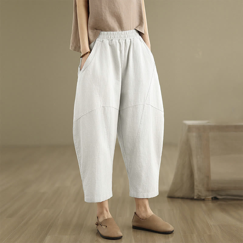 Pantalon harem pour femme, couleur unie, longueur printemps 7-8, avec poches, Buddha Stones - image 21