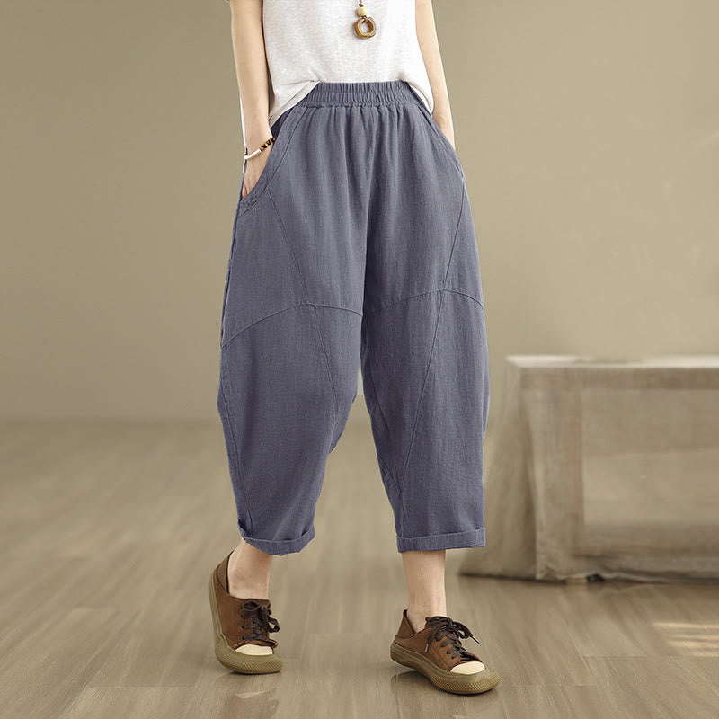 Pantalon harem pour femme, couleur unie, longueur printemps 7-8, avec poches, Buddha Stones - SteelBlue - US8-10，UK/AU12-14，EU40-42 (2XL) - image 9