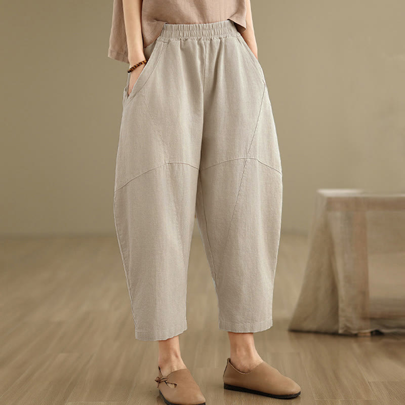 Pantalon harem pour femme, couleur unie, longueur printemps 7-8, avec poches, Buddha Stones - image 2